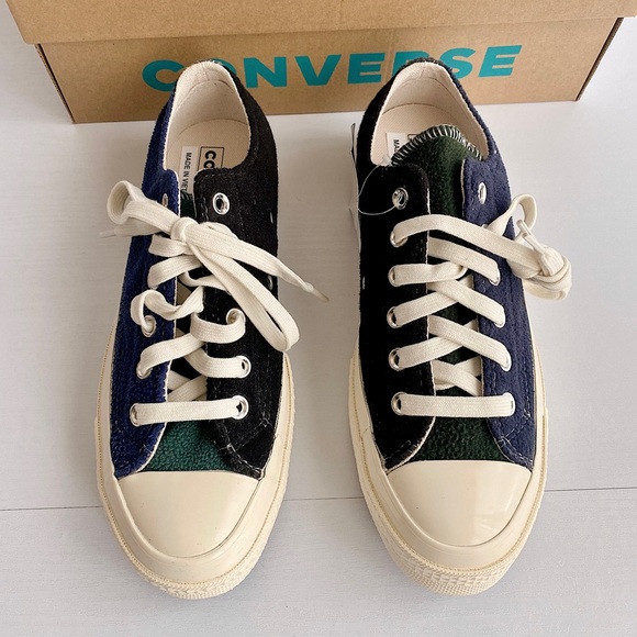 ✨New CONVERSE 70 Beyond Retro Fleece Colorblock Sneaker Black Blue Green Women 7 - Picture 4 of 13